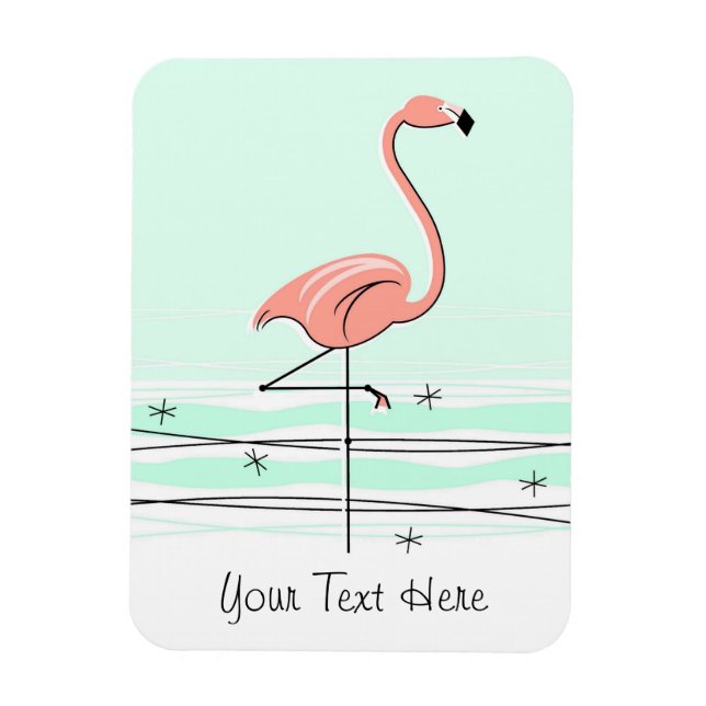 Flamingo Aqua Imán de texto flexible (Vertical)