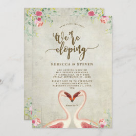 flamingo atando el nudo elopando la invitación