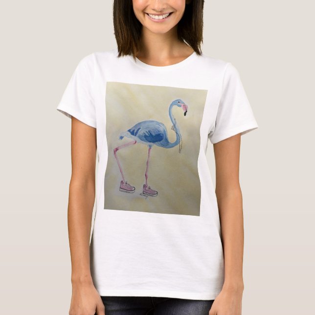 Flamingo azul con camiseta de Perlas (Anverso)