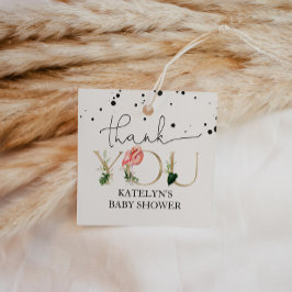 Flamingo Baby Shower Gracias Etiqueta