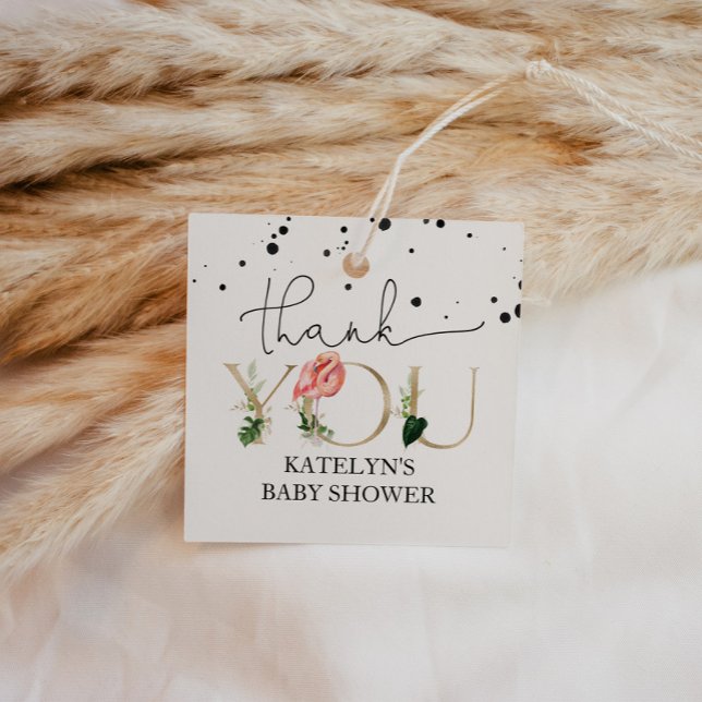 Flamingo Baby Shower Gracias Etiqueta (Subido por el creador)