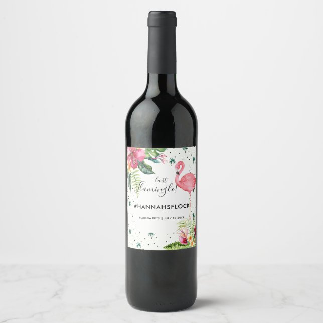 Flamingo Bachelorette | Etiquetas de vino (Anverso)