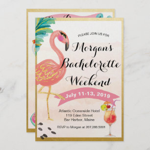 Flamingo Bachelorette Invitación Itineraria Fin de