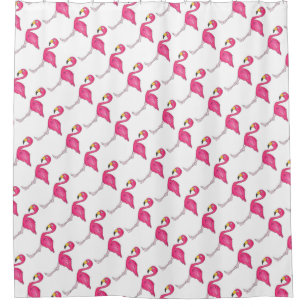 Flamingo Blanco Rosado Flamingos Cortina de ducha 