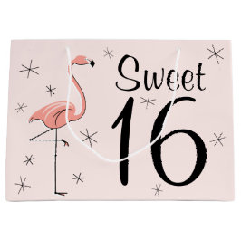 Flamingo Bolsa de regalo rosa "Sweet 16" grande