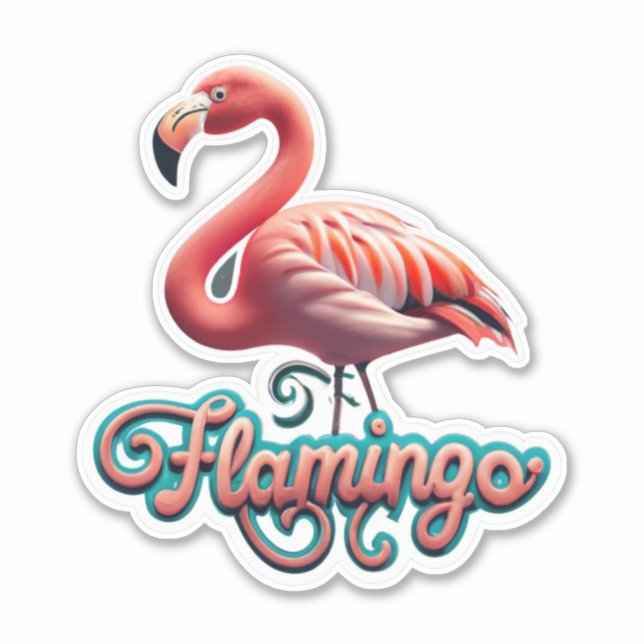 Flamingo Classic Round Pegatina (Anverso)