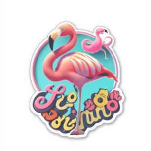 Flamingo Classic Round Pegatina