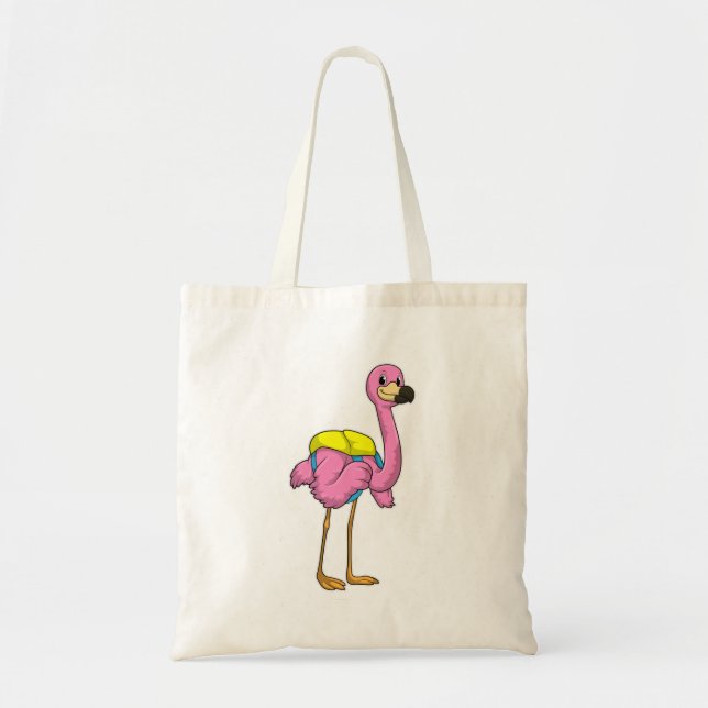 Flamingo como alumno con bolso escolar (Frente)