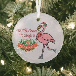 Flamingo con adorno navideño navideño