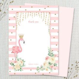 Flamingo con tarjeta de agradecimiento de la coron