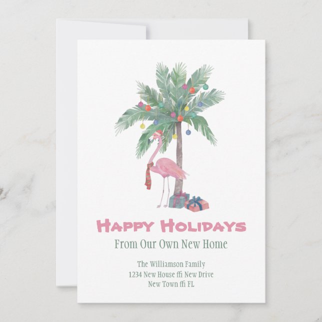 Flamingo de Navidad Nueva Casa Felices Fiestas  (Anverso)