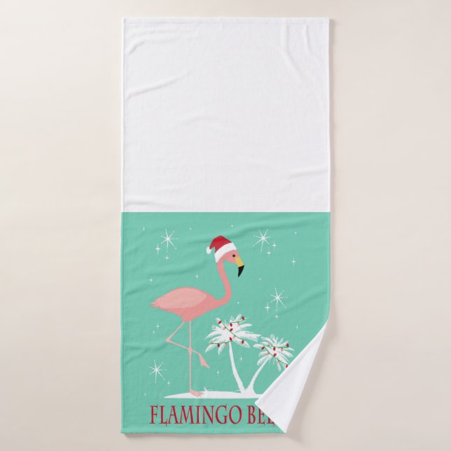 FLAMINGO DE NAVIDAD VINTAGE MODERNA (Toalla de baño)