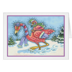 FLAMINGO DE PIÑÓN DE NIEVE PROFUNDO, TARJETA DE RE