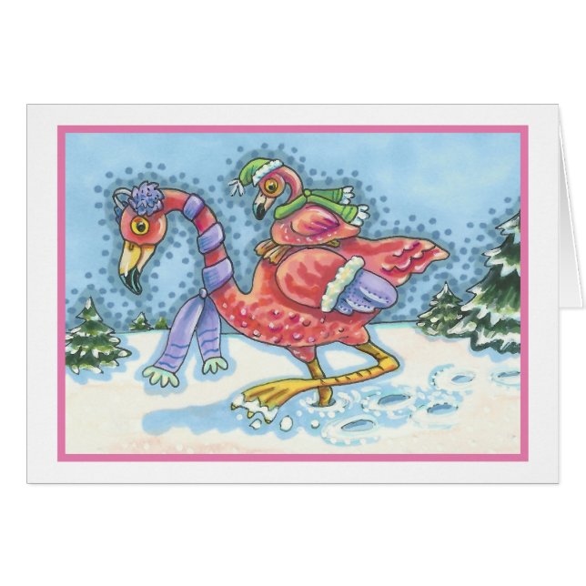 FLAMINGO DE PIÑÓN DE NIEVE PROFUNDO, TARJETA DE RE (Anverso (Horizontal))