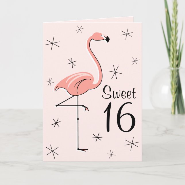 Flamingo Dulce rosa 16 tarjeta de felicitaciones v (Anverso)