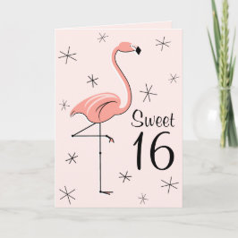 Flamingo Dulce rosa 16 tarjeta de felicitaciones v