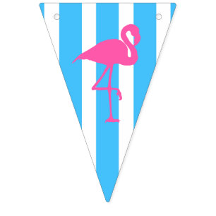Flamingo en banderas de rayas azules del caribe