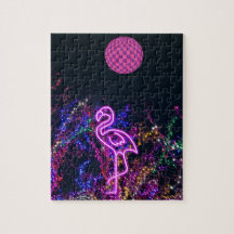 Flamingo en el fiesta de baile. rompecabezas