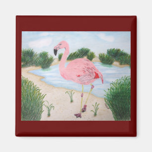 Flamingo en el imán del pantano