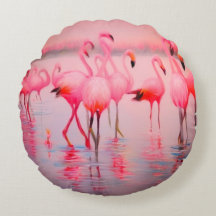 Flamingo en el lago Almohada redonda