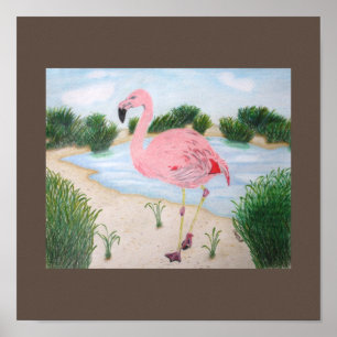 Flamingo en la impresión de lienzo en pantano