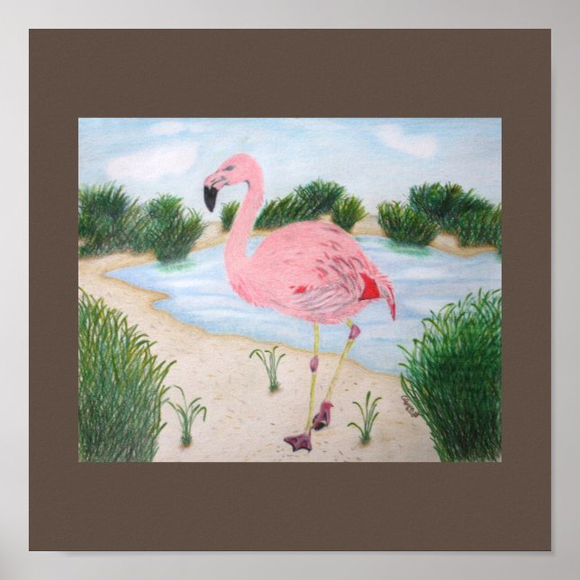 Flamingo en la impresión de lienzo en pantano (Frente)