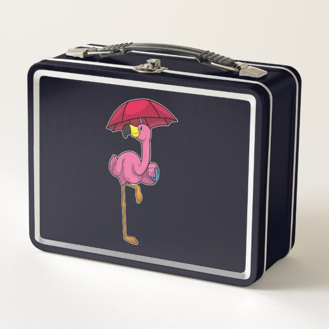 Flamingo en la lluvia con paraguas (Anverso)