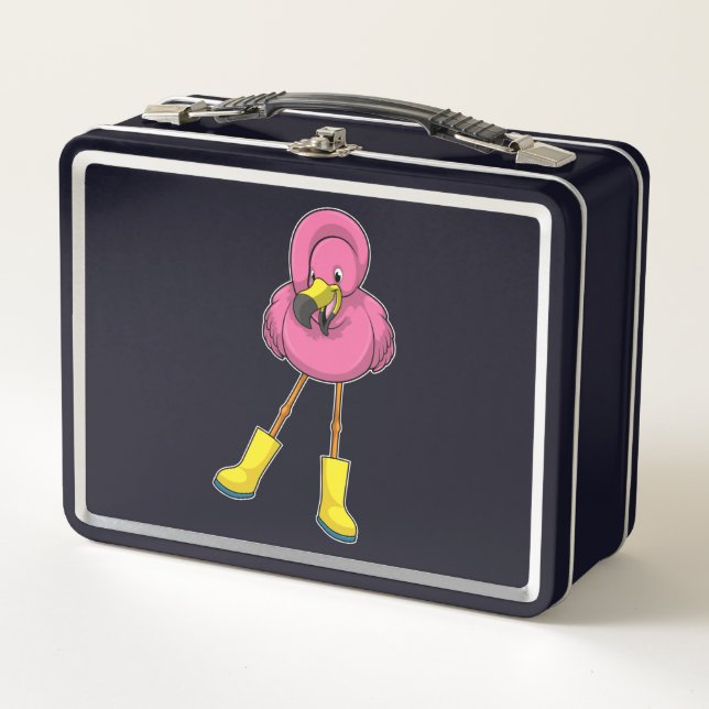 Flamingo en Lluvia con botas de goma (Anverso)