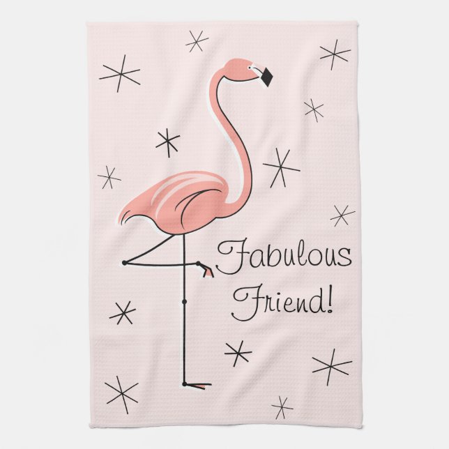 Flamingo Fabulous Friend! toalla de cocina (Vertical)