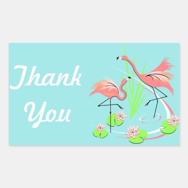 Flamingo Fandango Duo pegatina Feliz Cumpleaños (Anverso)