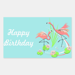 Flamingo Fandango Duo pegatina Feliz Cumpleaños