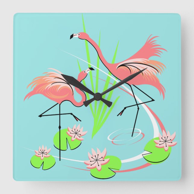 Flamingo Fandango Duo reloj cuadrado (Anverso)