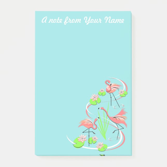 Flamingo Fandango Trio Texto nota post-it vertical (Anverso)