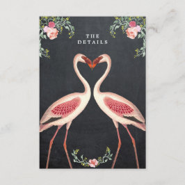 flamingo floral boda información detallada tarjeta