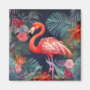 Flamingo Frenzy: imán de refrigerador cuadrado