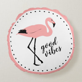 Flamingo Good Vibes Cojín decorativo negro rosado