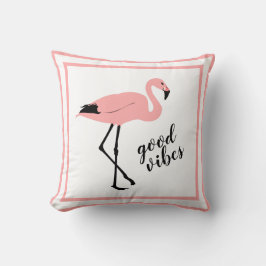 Flamingo Good Vibes Cojín decorativo negro rosado
