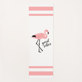 Flamingo Good Vibes Pink Black Cue Yoga Mat