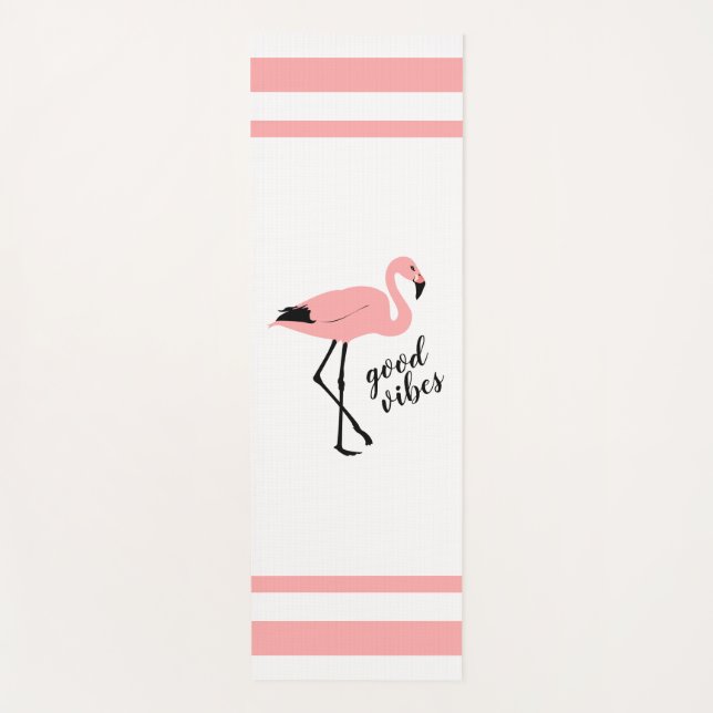 Flamingo Good Vibes Pink Black Cue Yoga Mat (Anverso)