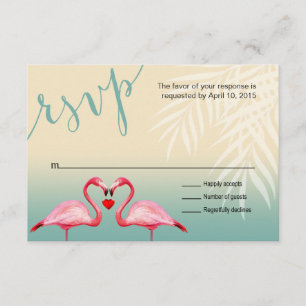 Flamingo Heart Kiss RSVP   azul menta