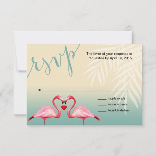 Flamingo Heart Kiss RSVP | azul menta (Anverso)