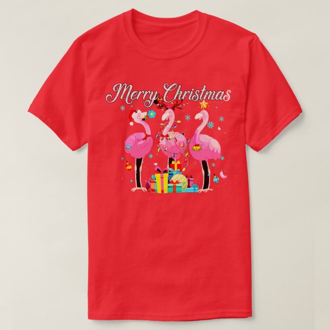Flamingo Ilumina Santa Hat Sweater Xmas Tree Chris (Diseño del anverso)