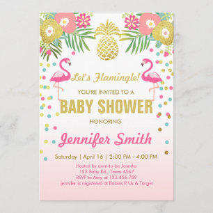 Flamingo Invitación a la ducha de bebé Tropical