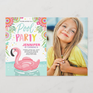 Flamingo Invitación a la fiesta de la piscina trop