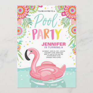 Flamingo Invitación a la fiesta de la piscina trop