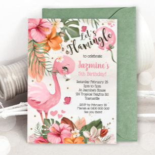 Flamingo Invitación de cumpleaños tropical
