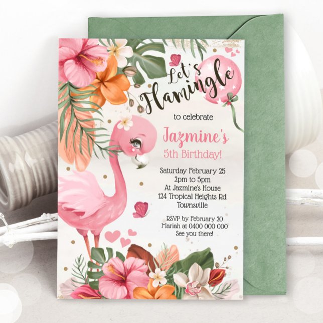 Flamingo Invitación de cumpleaños tropical (Subido por el creador)