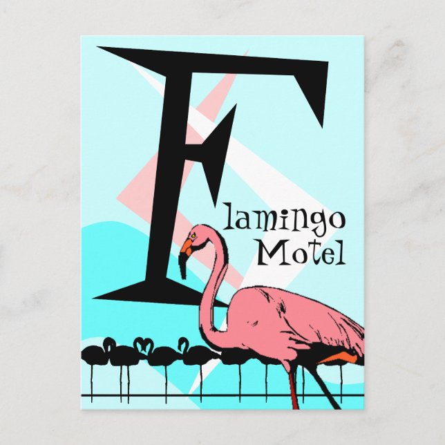 Flamingo Lounge de estilo retro Postal aquis rosa (Anverso)