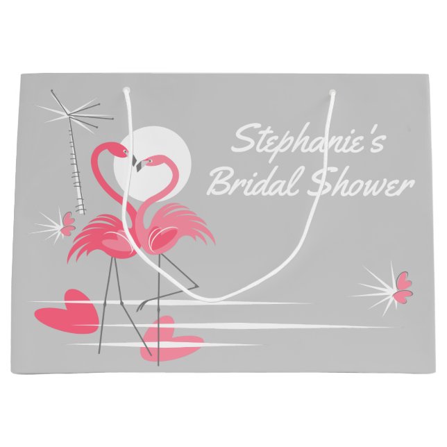 Flamingo Love Bridal Shower bolsa de regalo grande (Anverso)
