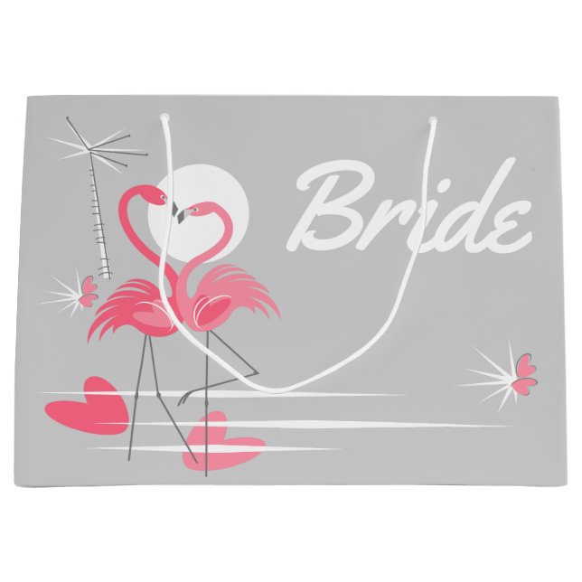 Flamingo Love Bride bolsa de regalo grande (Anverso)